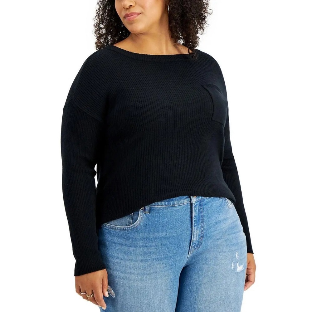 New STYLE & CO. WOMENS RIBBED KNIT CREWNECK PULLOVER SWEATER -1X NWT